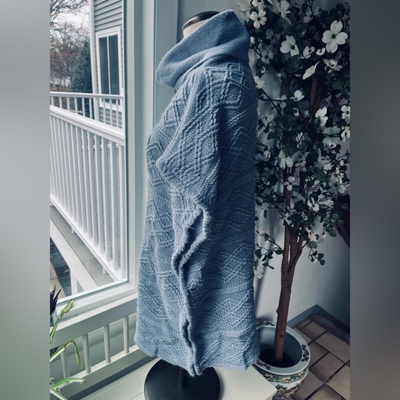 Vintage Powder Blue Poncho Style Sweater, One Size - Picture 6 of 13